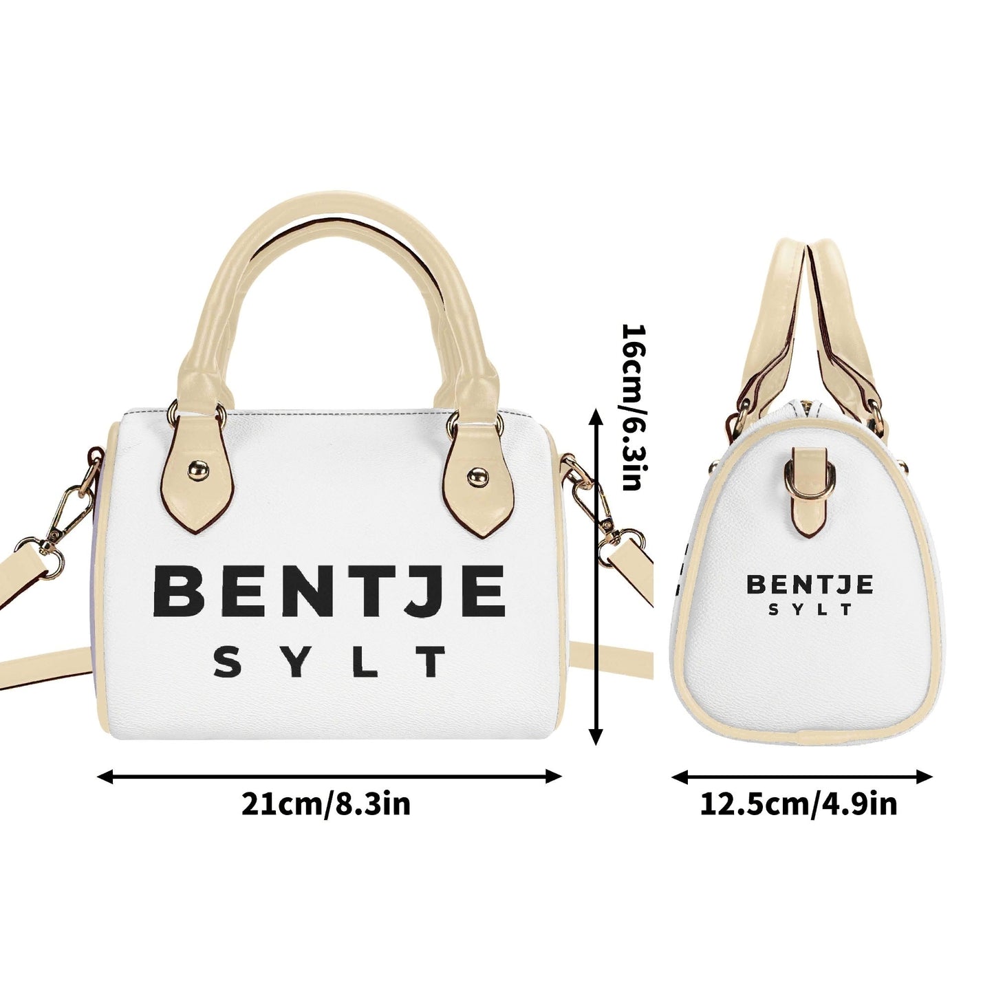 Stylische Bentje Sylt-Schultertasche für Damen - Kompakte 20x12x16 cm Handtasche in Beige oder Schwarz - VEGAN