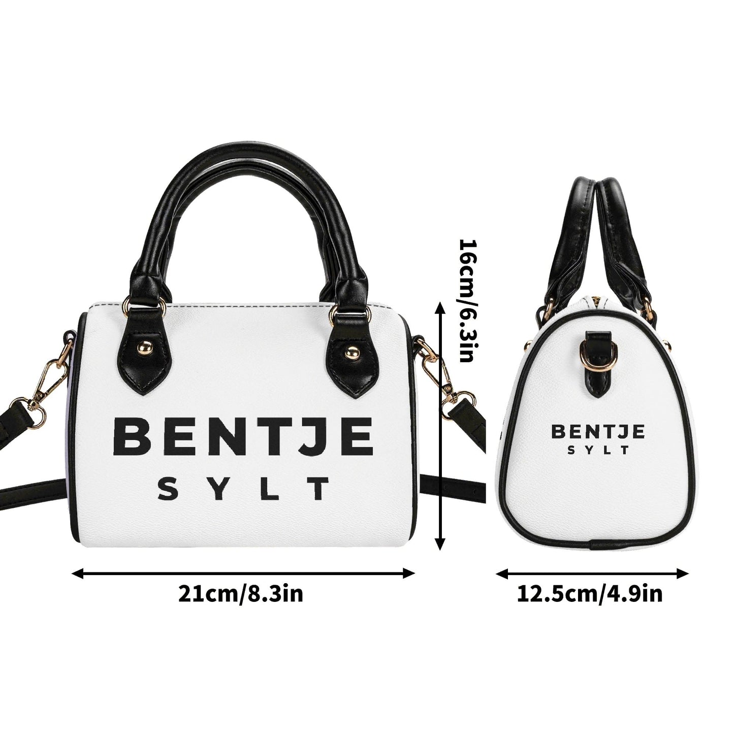 Stylische Bentje Sylt-Schultertasche für Damen - Kompakte 20x12x16 cm Handtasche in Beige oder Schwarz - VEGAN